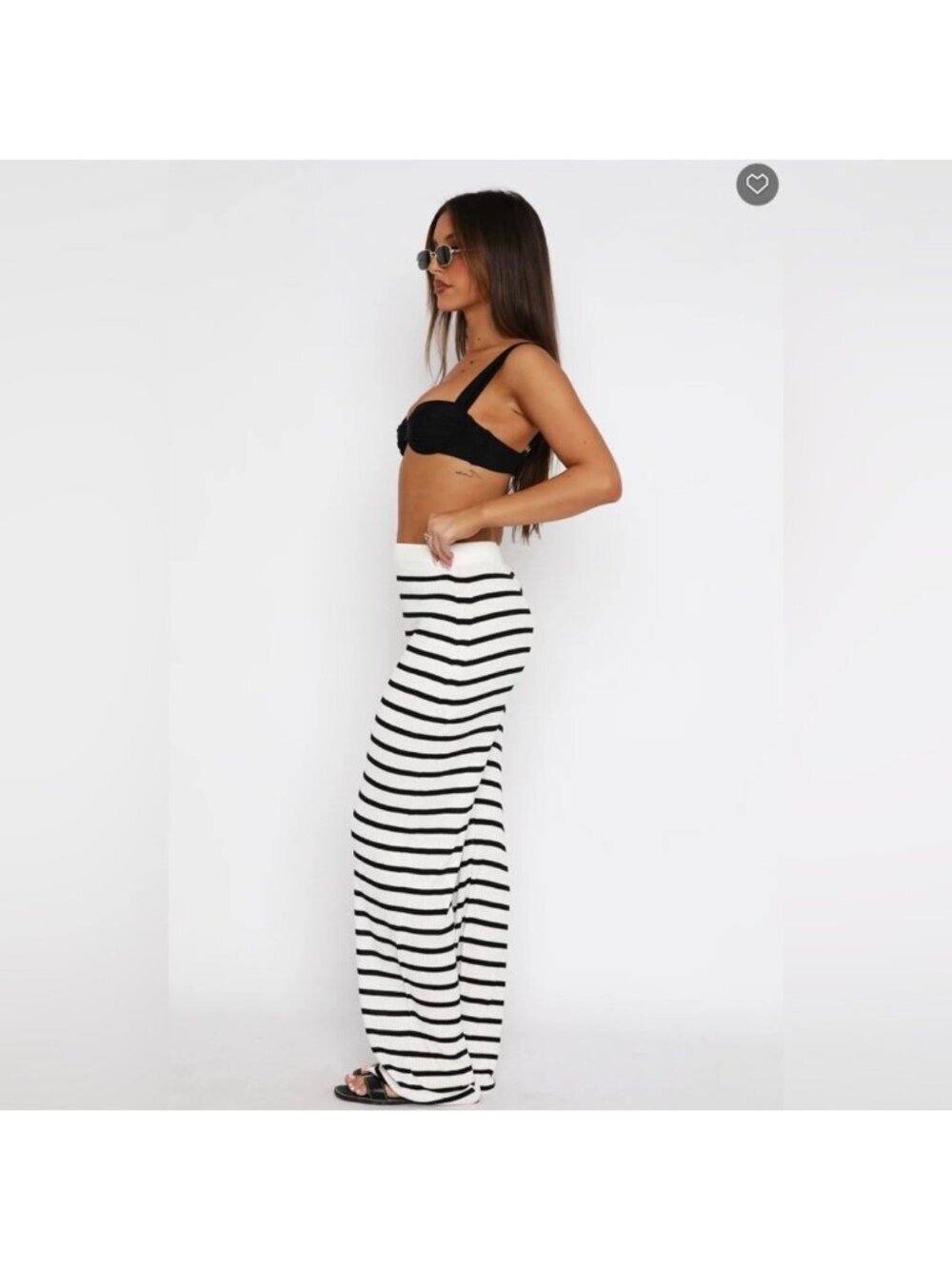 White Fox Coffee Run Knit Striped Pant Small Striped Stretch Cozy